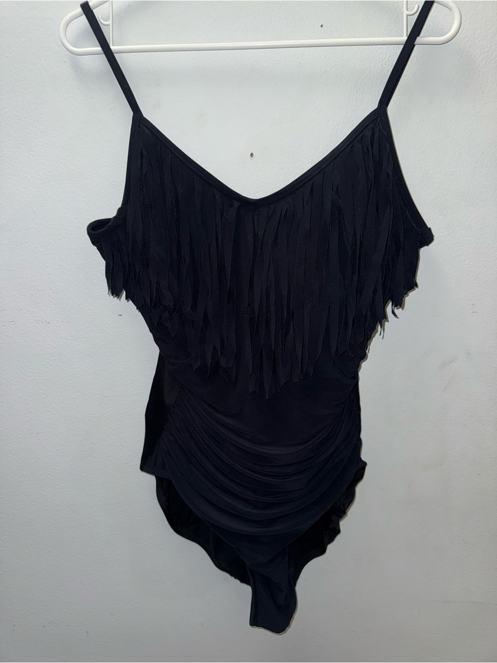 Black Fringe Spaghetti Strap Women's Top